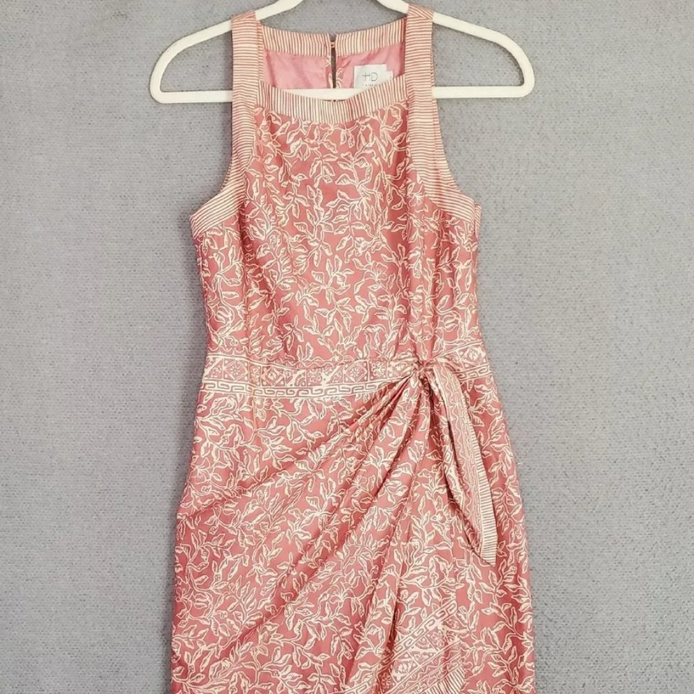 Anthropologie HD in Paris Women's Pink Sleeveless Side Tie Margate Dress